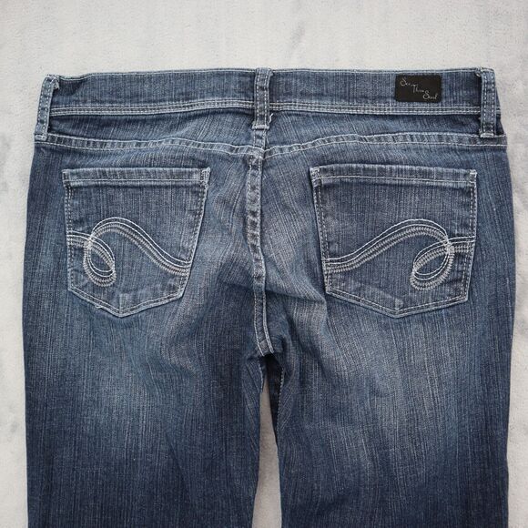 See Thru Soul Pants Womens 29 Blue Denim Flat Front Mid Rise Skinny Jeans - Picture 15 of 16